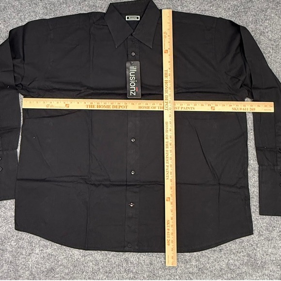 Vintage Illusionz Men's Black Long Sleeve Button‎ Up Dress Shirt Size 6XL - Picture 5 of 6